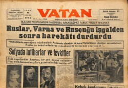 Vatan Gazetesi 15 Eylül 1944 - Ruslar Verna Ve Rusçuğu İşgalden Sonra Harekatı Durdurdu GZ71430 - 1