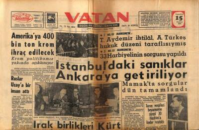 Vatan Gazetesi 15 Haziran 1963 - Amerikaya 400 Bin Tom Krom İhraç Edilecek GZ90438 - 1