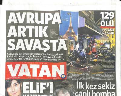 Vatan Gazetesi 15 Kasım 2015 - Avrupa Artık Savaşta GZ104424 - 1