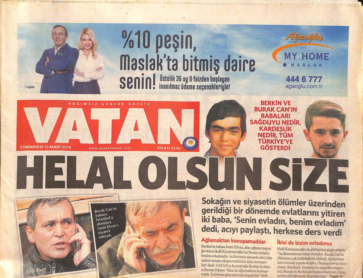 Vatan Gazetesi 15 Mart 2014 - Sosyetenin Pişti Partisi - Kemal Kılıçdaroğlu: Halkım Sakın Kamplaşma GZ135848 - 1