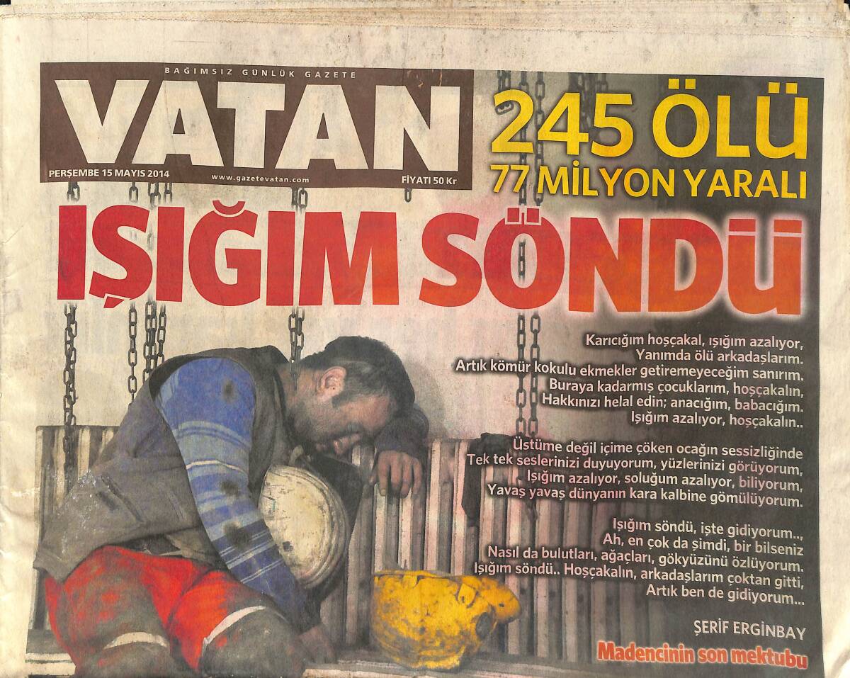 Vatan Gazetesi 15 Mayıs 2014 - Soma Faciası Madencinin Son Mektubu - Rihanna Acımızı Paylaştı - Günah Turnuvası GZ135910 - 1