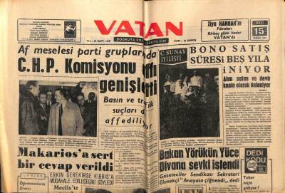 Vatan Gazetesi 15 Ocak 1963 - Bono Satış Süresi Beş Yıla İniyor GZ64915 - 1