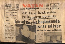 Vatan Gazetesi 15 Şubat 1965 - Gürsel Tarafsız Başbakanda Israr Ediyor GZ64787 - 2