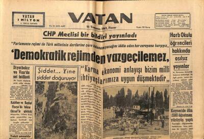 Vatan Gazetesi 15 Temmuz 1962 - Demokratik Rejimden Vazgeçilemez GZ66109 - 2