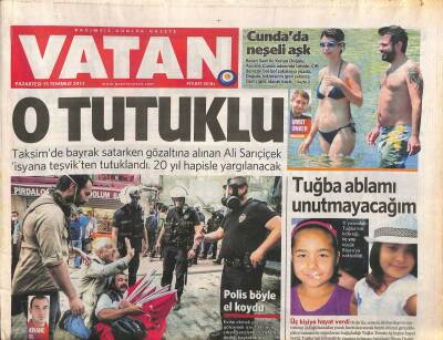 Vatan Gazetesi 15 Temmuz 2013 - Darphaneden 4 Tonluk Kapalıçarşı Müdahalesi GZ106784 - 1