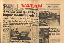 Vatan Gazetesi 16 Aralık 1958 - 4 Yılda 238 Gazeteci Hapse Mahkum Edildi GZ64689 - 1