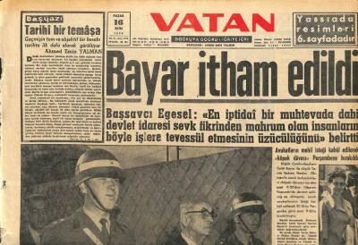 Vatan Gazetesi 16 Ekim 1960 - Celal Bayar İtham Edildi GZ110110 - 1