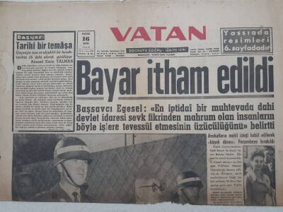 Vatan Gazetesi - 16 Ekim 1960 - Celal Bayar İtham Edildi GZ112792 - 1