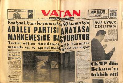 Vatan Gazetesi 16 Ocak 1963 - Adalet Partisi Anayasa Mahkemesine Başvuruyor GZ64909 - 1