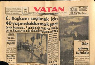Vatan Gazetesi 16 Şubat 1961 - C Başkanı Seçilmek İçin 40 Yaşını Doldurmak Şart GZ64583 - 2