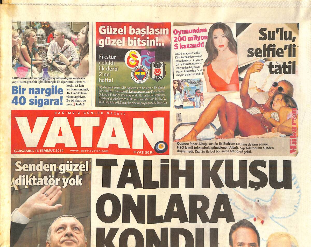 Vatan Gazetesi 16 Temmuz 2014 - Selahattin Demirtaş ''Askerlik Ve Din Dersi Kalkacak'' - Almeida Galatasaray'da GZ159542 - 1