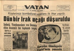 Vatan Gazetesi 17 Ağustos 1962 - Köylerimizi Bombalayan Irak Uçağı Düşürüldü GZ64663 - 2