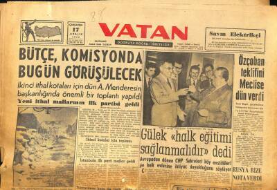 Vatan Gazetesi 17 Aralık 1958 - Özçoban Teklifini Meclise Dün Verdi GZ86172 - 1