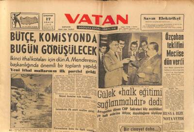 Vatan Gazetesi 17 Aralık 1958 - Türkiye İle Yunanistan Arasında Bir Yumuşama Başladığı Söyleniyor GZ64688 - 1