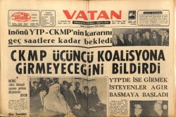 Vatan Gazetesi 17 Aralık 1963 - CKMP Üçüncü Koalisyona Girmeyeceğini Bildirdi GZ64907 - 1