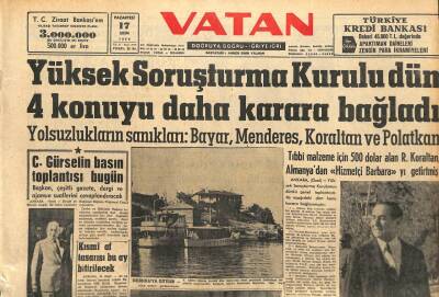 Vatan Gazetesi 17 Ekim 1960 - Düşüklere Artık Gazete Verilecek GZ110109 - 1