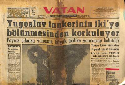 Vatan Gazetesi 17 Eylül 1960 - Yugoslavya Tankerinin İkiye Bölünmesinden Korkuluyor GZ78767 - 1