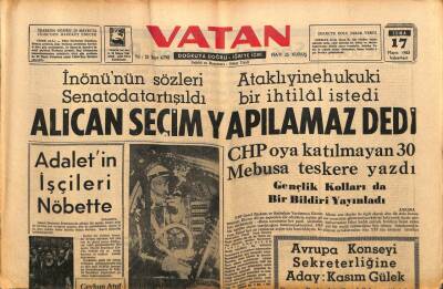 Vatan Gazetesi 17 Mayıs 1963 - Aybar , Partilerarası Toplantı Teklif Etti - Büyük Köy Kongresi Antalyada Yapılıyor GZ90440 - 1