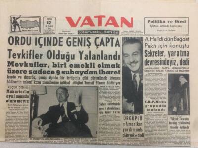 Vatan Gazetesi 17 Ocak 1958 - Ordu İçinde Tevkifler Olduğu Yalanlandı GZ52331 - 1