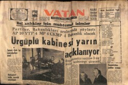Vatan Gazetesi 17 Şubat 1965 - Ürgüplü Kabinesi Açıklanıyor GZ64785 - 2