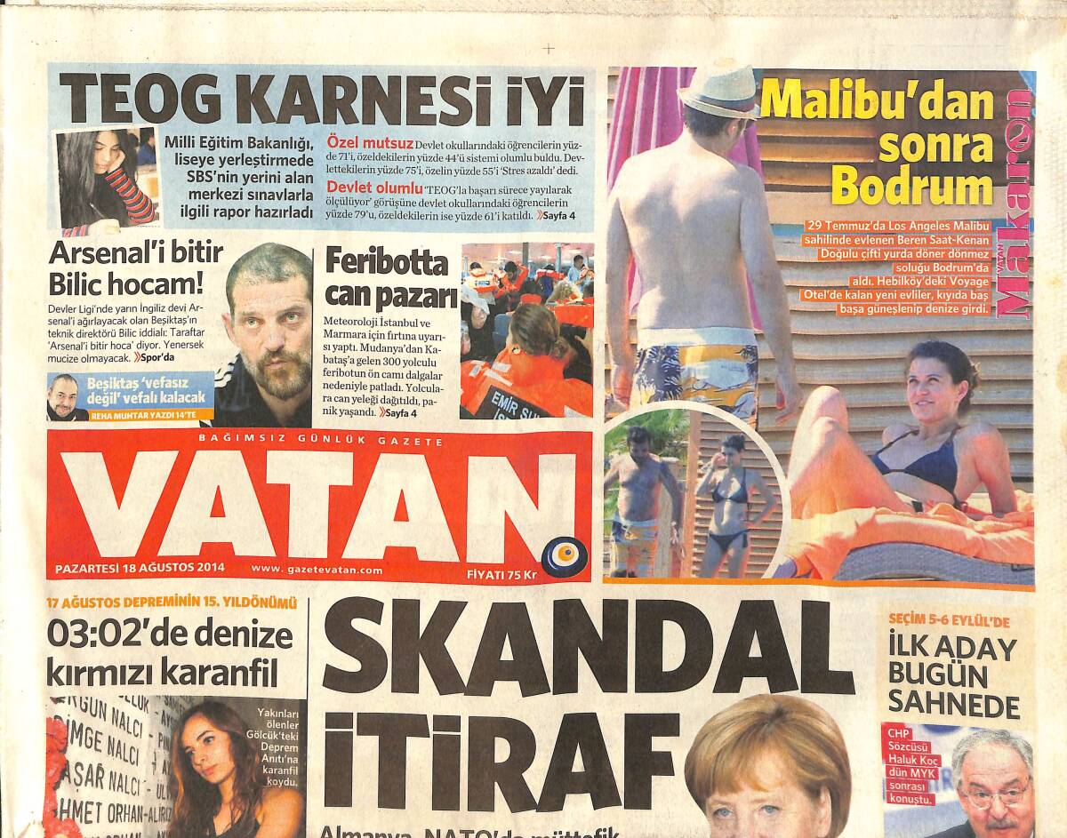 Vatan Gazetesi 18 Ağustos 2014 - Atiba'ya 1 Günde 3 Enjeksiyon - VW Tiguan'a Özel Seri Eklendi : Cup GZ159543 - 1