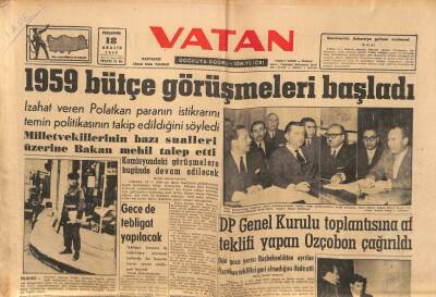 Vatan Gazetesi 18 Aralık 1958 - 1959 Bütçe Görüşmeleri Başladı GZ64687 - 1