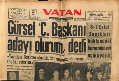 Vatan Gazetesi 18 Ekim 1960 - Asrın Davası Yassıada Duruşmaları 9 Subaydan Biri Menderes Mezalimini Anlattı GZ64654 - 1