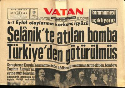 Vatan Gazetesi 18 Ekim 1960 - Selanikte Atılan Bomba Türkiyeden Götürülmüş GZ78702 - 1