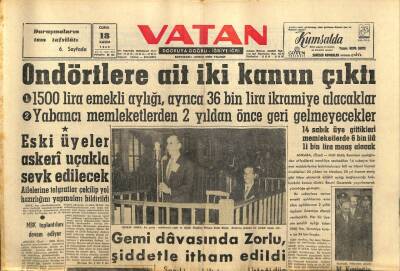Vatan Gazetesi 18 Kasım 1960 - Fatin Rüştü Zorlu Gemi Davasında İtham Edildi GZ78677 - 1