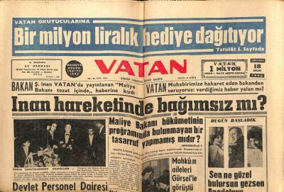 Vatan Gazetesi 18 Nisan 1962 - İnan Hareketin de Bağımsız Mı? GZ64826 - 1