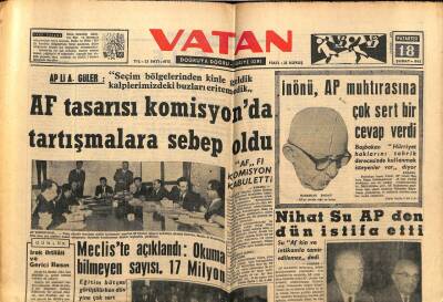 Vatan Gazetesi 18 Şubat 1963 - Nihat Su APden İstifa Etti GZ66086 - 2