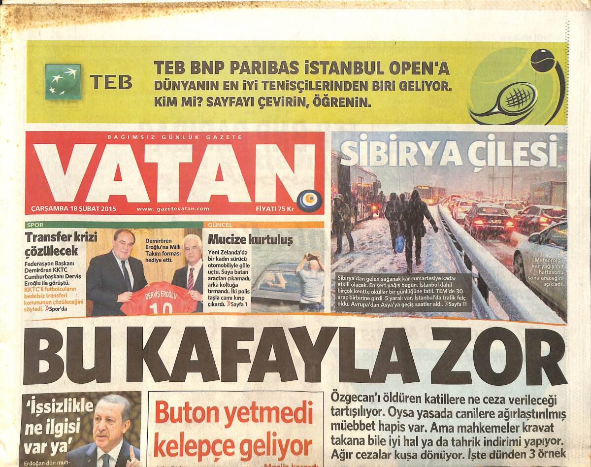 Vatan Gazetesi 18 Şubat 2015 - Halkbank'ın Büyüklük Hedefi 100 Milyar Dolar - Sibirya Çilesi GZ159526 - 1