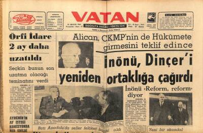 Vatan Gazetesi 19 Aralık 1963 - Örfi İdare İki Ay Daha Uzatıldı GZ64905 - 2