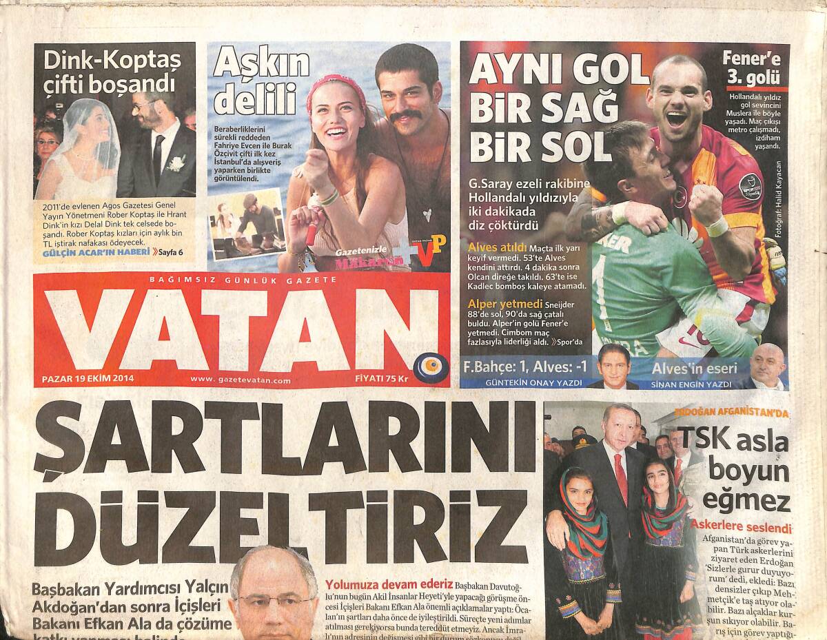 Vatan Gazetesi 19 Ekim 2014 - SMS'in Yerini WhatsApp Aldı - Alex'ten Wesley'e : Saygılar GZ159499 - 1