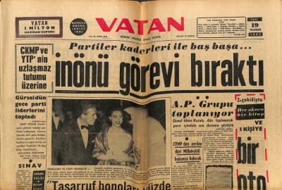 Vatan Gazetesi 19 Haziran 1962 - İsmet İnönü Görevi Bıraktı GZ78834 - 1