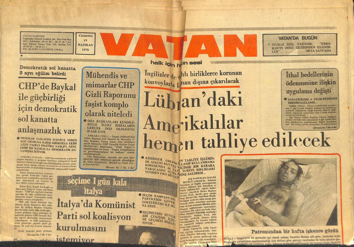 Vatan Gazetesi 19 Haziran 1976 - Yaşar Kemal'in İnce Memed'ini Yılmaz Güney Mi Ömer Şerif Mi Oynayacak GZ147807 - 1