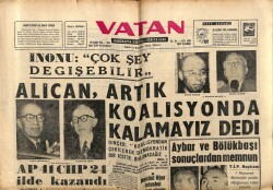 Vatan Gazetesi 19 Kasım 1963 - Alican Artık Koalisyonda Kalamayız Dedi GZ64632 - 2