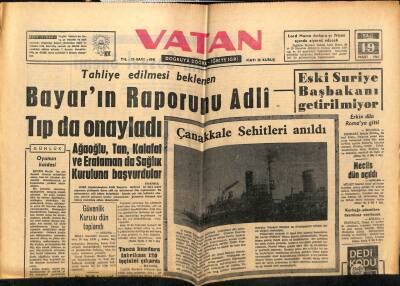 Vatan Gazetesi 19 Mart 1963 - Celal Bayarın Raporunu Adli Tıp Onayladı GZ66102 - 1
