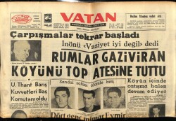 Vatan Gazetesi 19 Mart 1964 - Rumlar Gaziviran Köyünü Top Ateşine Tuttular GZ78789 - 1