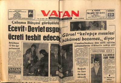 Vatan Gazetesi 19 Ocak 1963 - EcevitDevlet Asgari Ücreti Tespit Edecek GZ64912 - 2