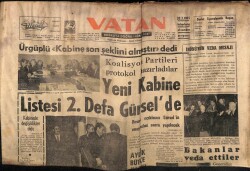 Vatan Gazetesi 19 Şubat 1965 - Yeni Kabine Listesi 2. Defa Gürselde GZ64784 - 2
