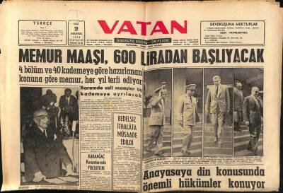 Vatan Gazetesi 2 Ağustos 1960 - Anayasaya Din Konusunda Önemli Hükümler Konuyor GZ64656 - 1