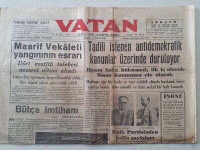 Vatan Gazetesi - 2 Ocak 1948 - Halk Partisinden İstifa Şayiaları GZ111314 - 1