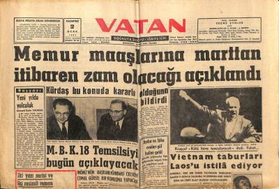 Vatan Gazetesi 2 Ocak 1961 - Memur Maaşlarına Marttan İtibaren Zam Olacağı Açıklandı GZ64771 - 1