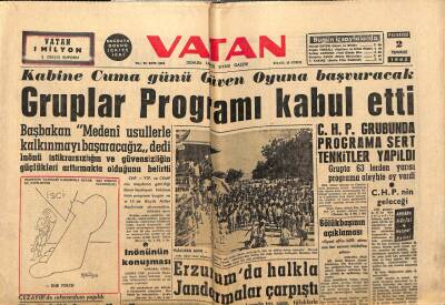 Vatan Gazetesi 2 Temmuz 1962 - Erzurumda Halkla Jandarma Çarpıştı GZ66117 - 2