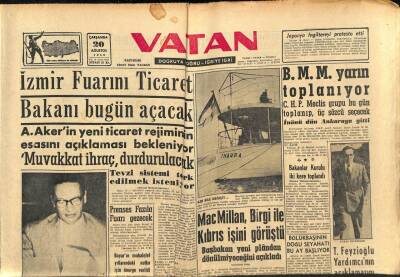 Vatan Gazetesi 20 Ağustos 1958 - İzmir Fuarını Ticaret Bakanı Bugün Açacak GZ91071 - 1