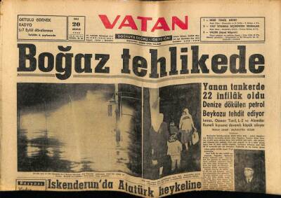 Vatan Gazetesi 20 Aralık 1960 - Boğaz Tehlikede GZ78860 - 1