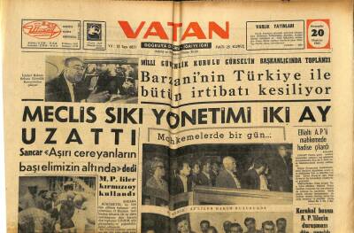 Vatan Gazetesi 20 Haziran 1963 - Barzaninin Türkiye İle İrtibatı Kesiliyor GZ91447 - 1