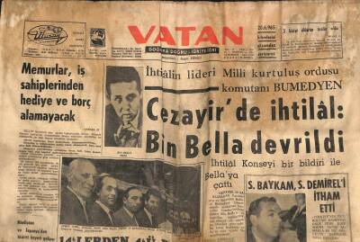 Vatan Gazetesi 20 Haziran 1965 - Cezayirde İhtilal Bin Bella Devrildi GZ93012 - 1
