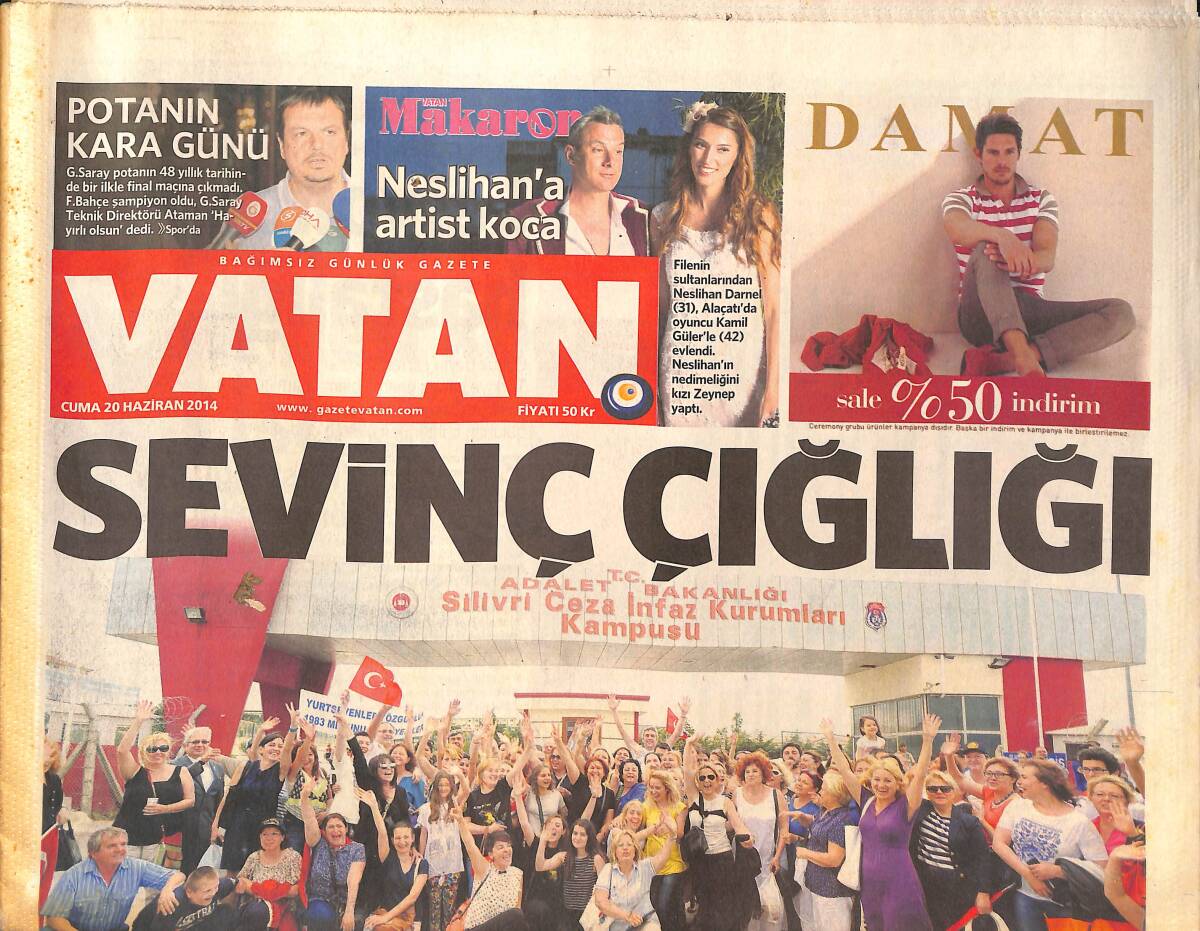 Vatan Gazetesi 20 Haziran 2014 - Neslihan Darnel'e Artist Koca - AYM'DEN Kocasını Geri İstedi - Lejyoner Hastalığı GZ135847 - 1
